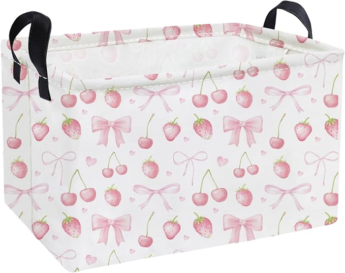 Essme Rectangular Kids Baskets, Girls Storage Basket Pink Bins by ESSME