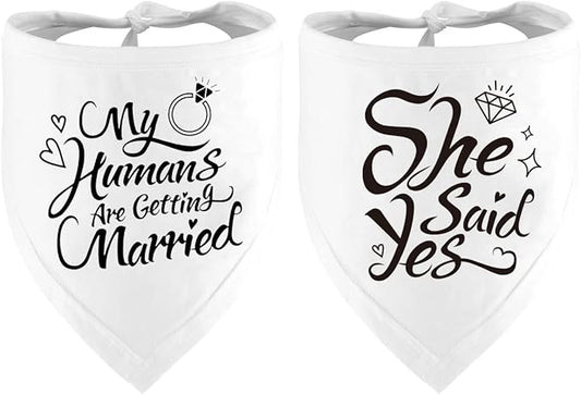 Engagement Gift, My Humans are Getting Married Dog Bandana, Wedding Photo Prop by DZMODZ