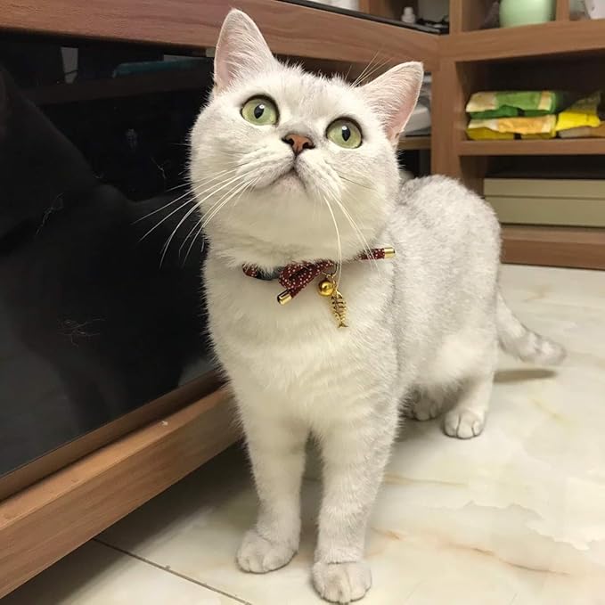 Cute Bowtie Cat Collar with Bell. Japanese Stylish Bowknot & Fish Charm. Safety - Image 6