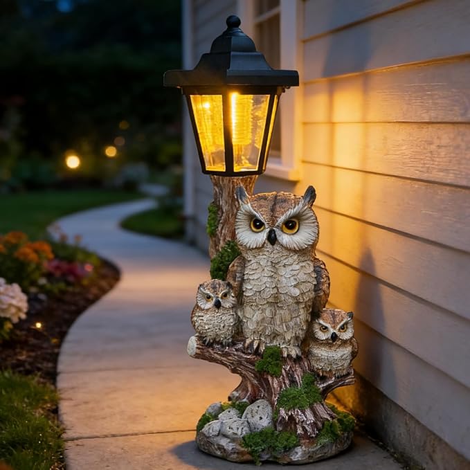 Solar Garden Owl Statue Lights, Large Owl Figure - Image 7