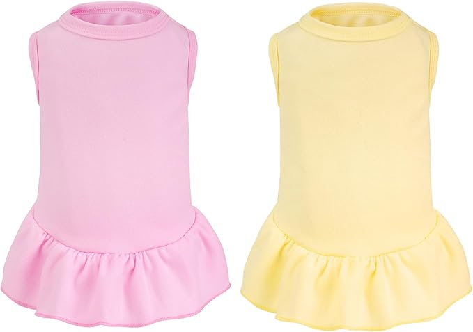 2 Pcs Dog Dress Cute Cat Skirt Solid Color Summer Clothes by choyaxo