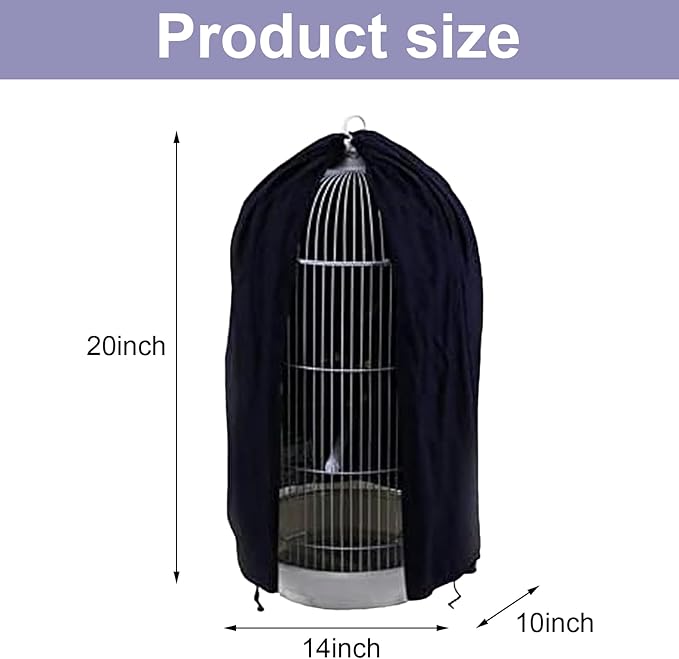 Black Round Dome Top Bird Cage Cover Shield, Birdcage Light Covers Skirt - Image 2