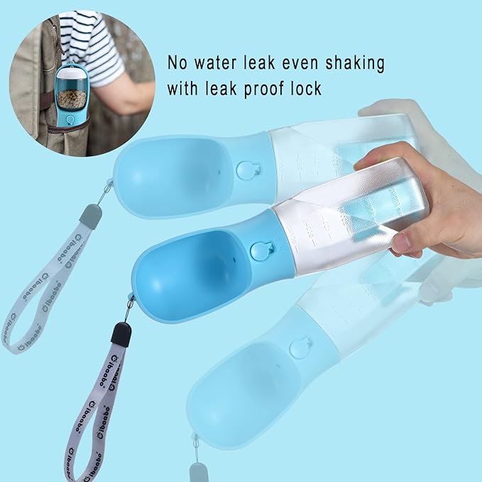 Cibaabo Dog Water Bottle with Food Container & Poop Bag Holder, Travel Water - Image 5