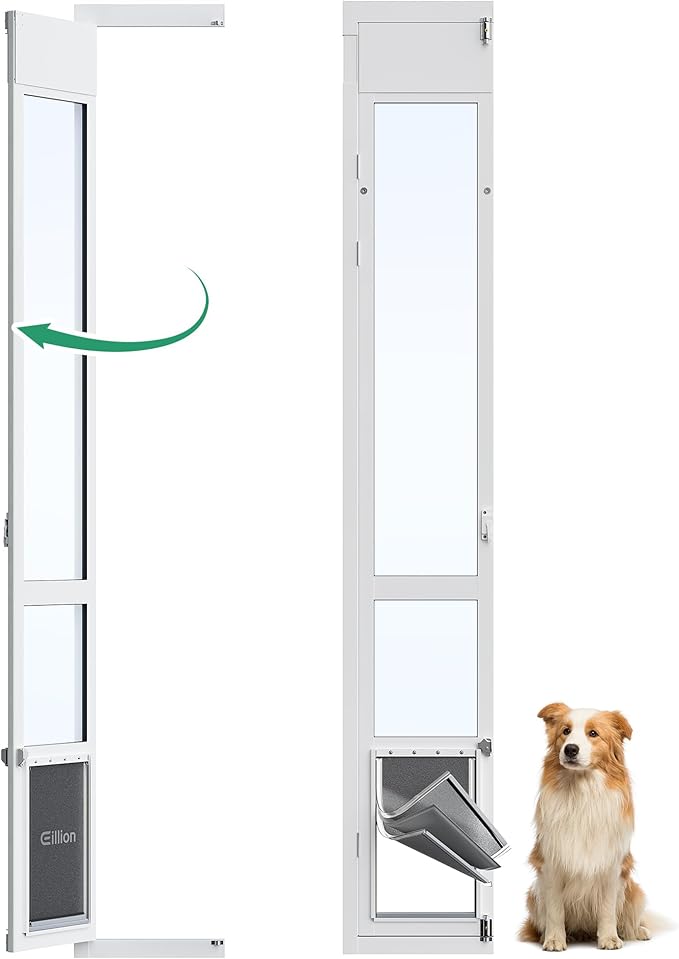 3 Flap Large Dog Door for Sliding Glass Door, Openable Pet Door for Sliding by ExploreNow