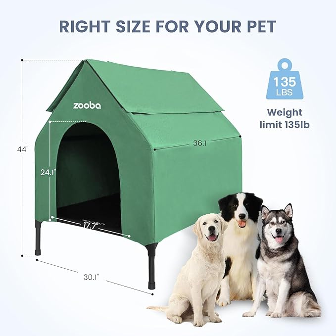 Zooba Outdoor Dog House – Weatherproof Elevated Pet Shelter, Breathable Mesh & - Image 4