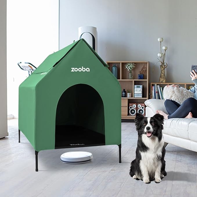 Zooba Outdoor Dog House – Weatherproof Elevated Pet Shelter, Breathable Mesh & - Image 6