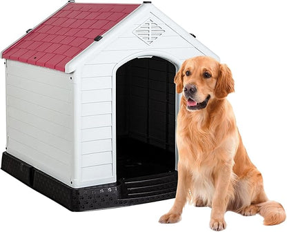 FDW Dog House Indoor Outdoor Durable Ventilate Waterproof Pet Plastic Dog House by FDW