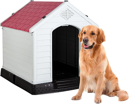 FDW Dog House Indoor Outdoor Durable Ventilate Waterproof Pet Plastic Dog House by FDW