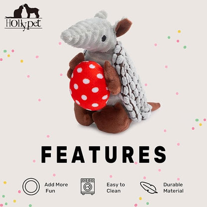 Hollypet Plush Dog Squeaky Toy Stuffed Armadillo Animal Pet Puppy Chew Toys - Image 6