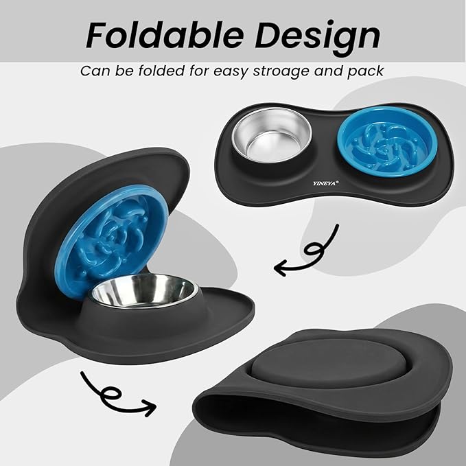YINEYA 3 in 1 Slow Feeder Dog Bowls & Stainless Steel Food and Water Bowl - Image 7