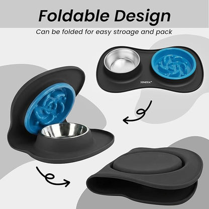 YINEYA 3 in 1 Slow Feeder Dog Bowls & Stainless Steel Food and Water Bowl - Image 7