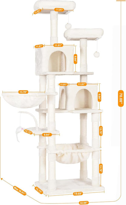 Heybly Cat Tree, 70 inches Tall Cat Tower condo - Image 4