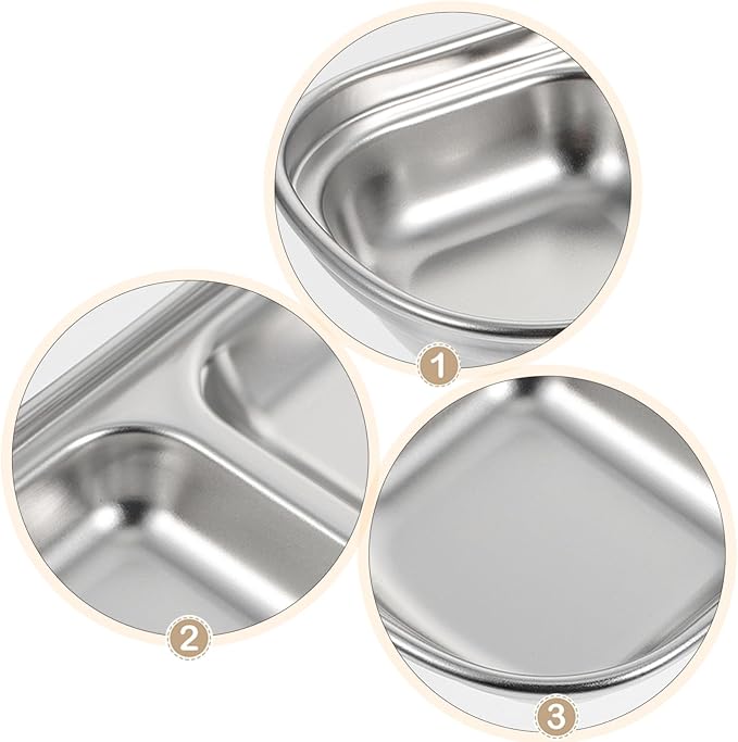 Ipetboom Compartment Pet Tray Food Bowls: 8pcs Stainless Steel Cat Bowl Divided - Image 2