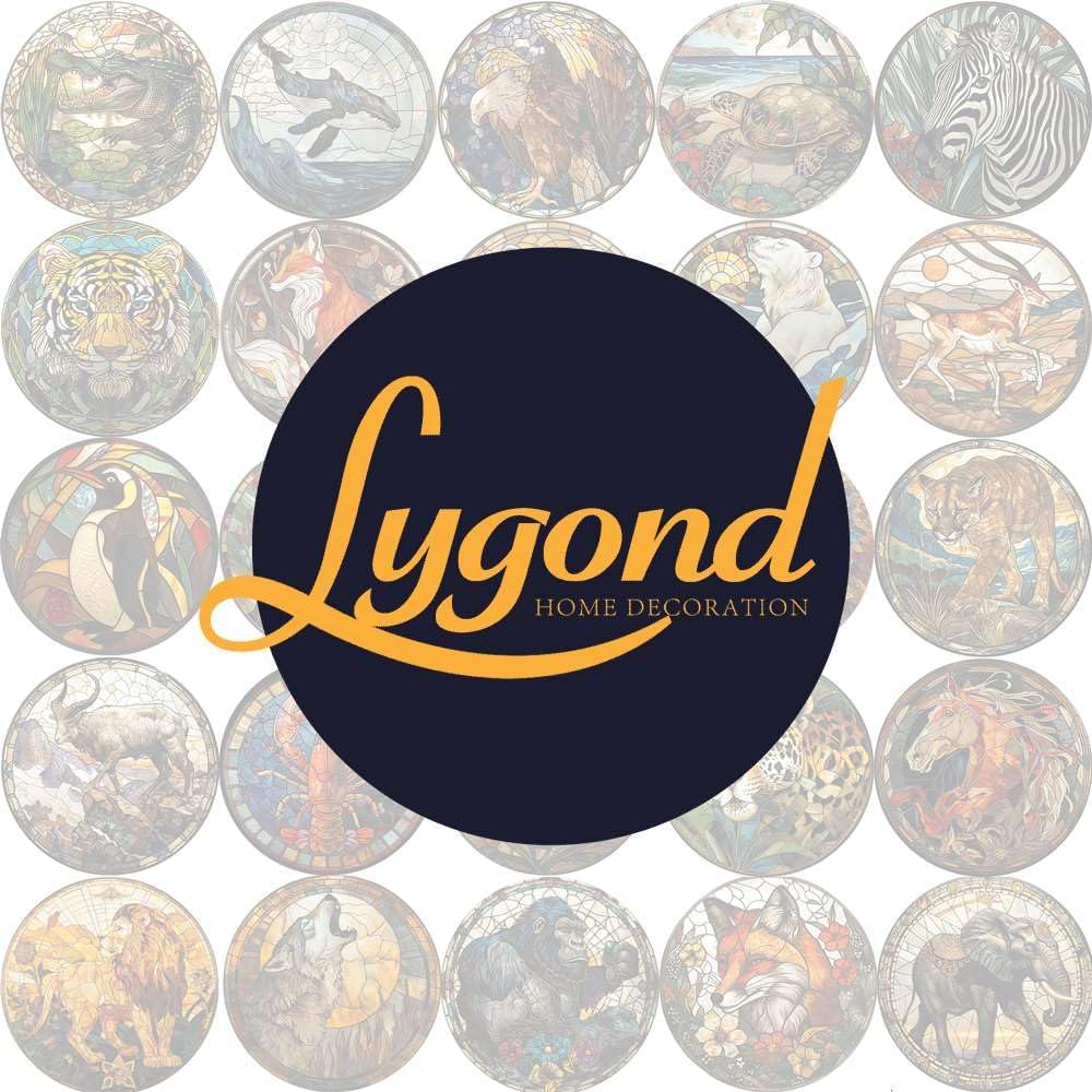 Lygond Aluminum Circular Stained Glass Bobcat Restroom Sign, 88 Inches