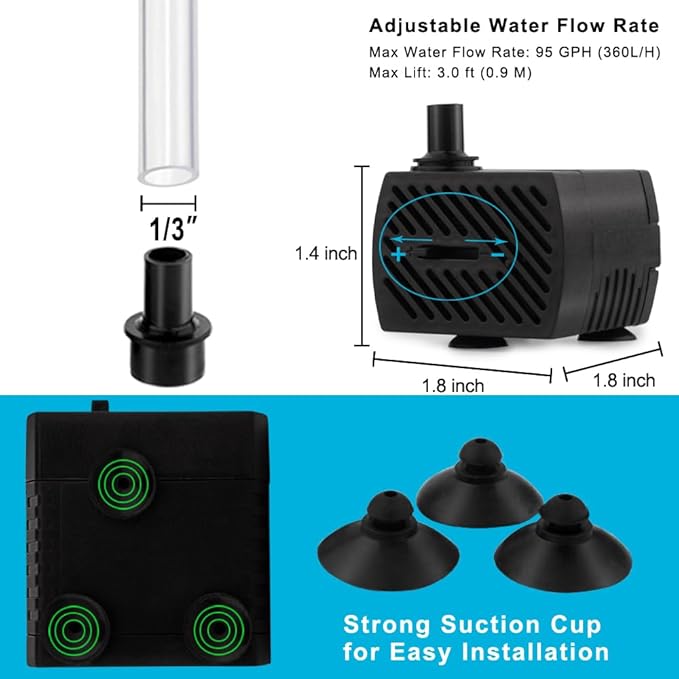 PULACO 95GPH 5W Mini Submersible Water Pump - Image 5