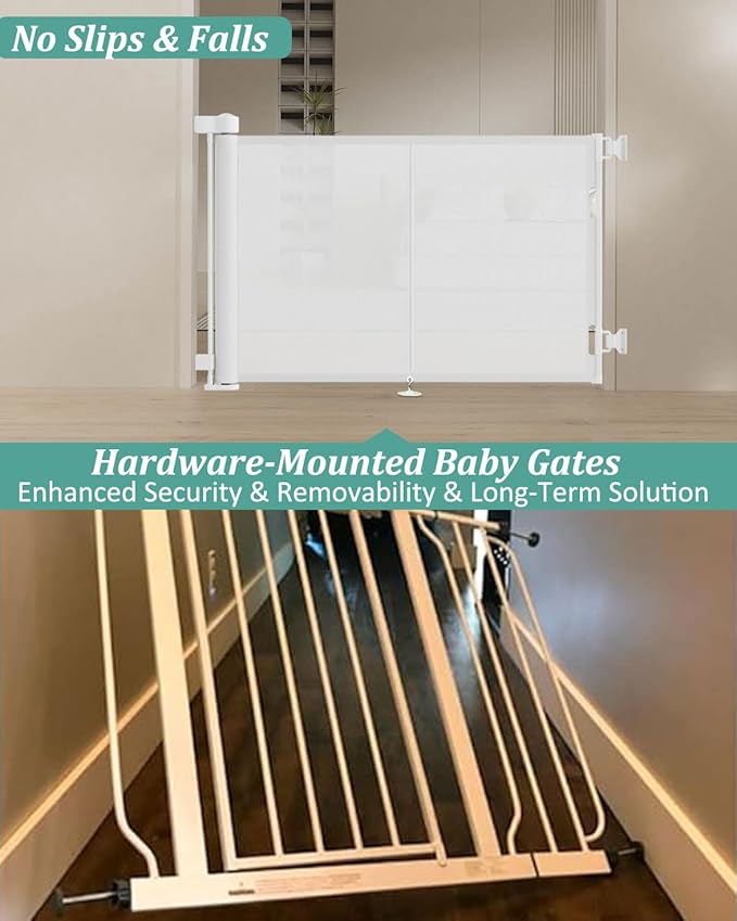 Miumoon 59 inch Retractable Baby Gates 34 inch Tall, Retractable Gate - Image 3
