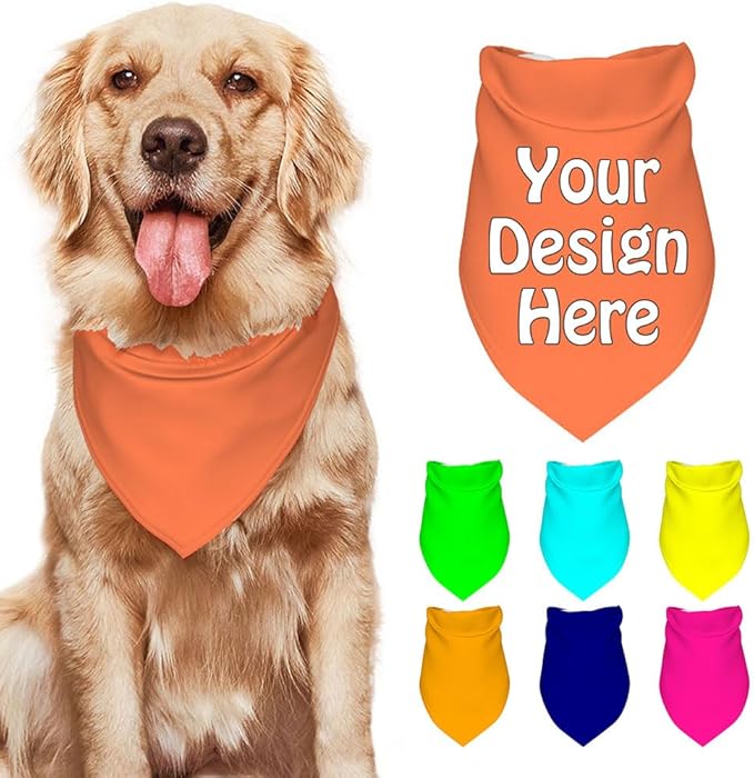 Customize Pet Scarfs Custom Dog Bandana Add Your Photo Name Text Image by VYXONIA
