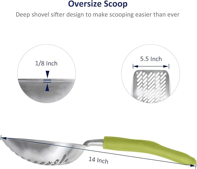 WePet Cat Litter Scoop, Aluminum Alloy Sifter, Kitty Metal Scooper, Deep Shovel - Image 2
