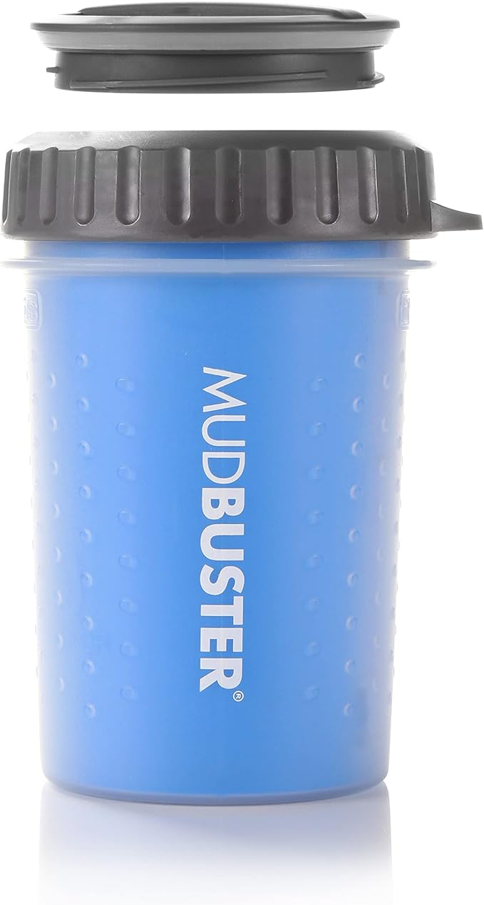 Dexas Lidded MudBuster Medium Dog Paw Cleaner, Pro Blue, Fits 1.5"-2.5" Wide by Dexas