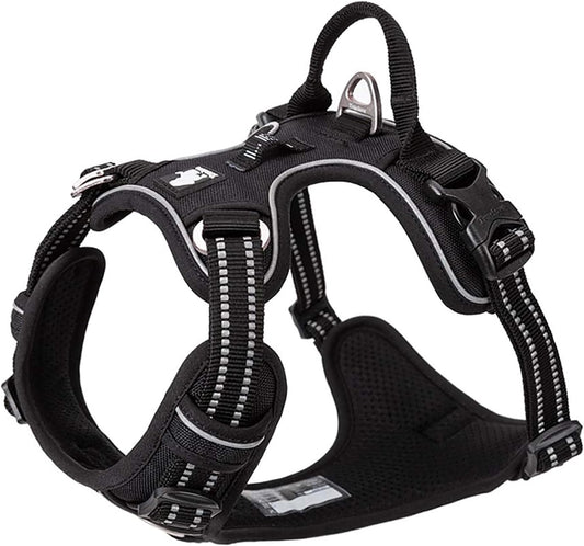 TRUE LOVE Dog Harness No Pull Nylon Reflective Pet Harness Adjustable Comfortable Control Step-in Brilliant Colors Truelove TLH56512 XL Black