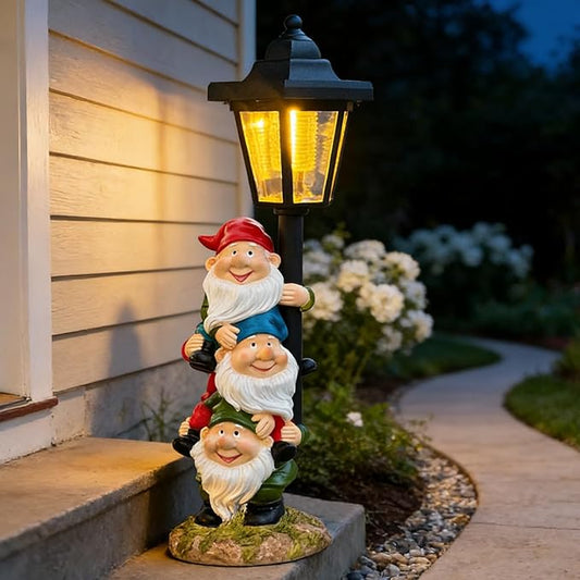 Solar Garden Gnomes Statue, Solar Gnomes Figurine Light by ZYLiWoo