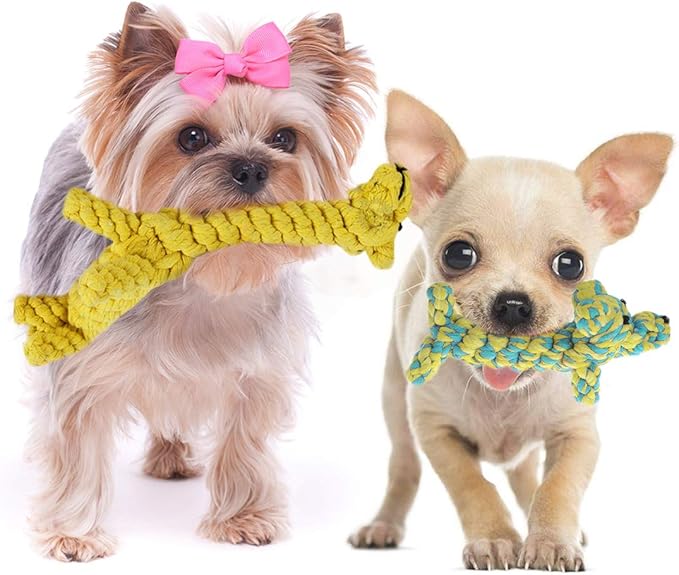 SunGrow Giraffe Cotton Knot Puppy & Ferret Ropes, Handwoven Chew Items - Image 2