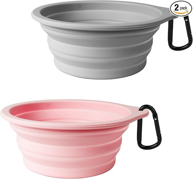 PetBonus 2-Pack Large Silicone Collapsible Dog Bowls, 34oz/1000ml BPA Free by Petbonus
