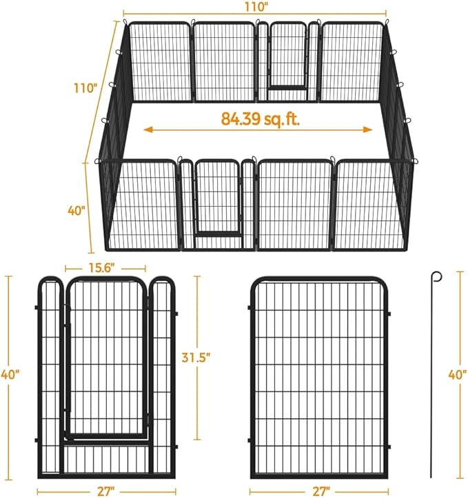 Yaheetech Dog Playpen Outdoor, 40 inch 16 Panels Dog Pen Indoor Heavy Duty - Image 5
