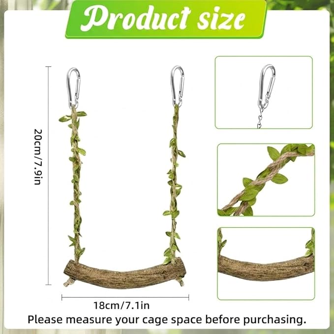 Natural Wood Bird Swing Perch - Image 2