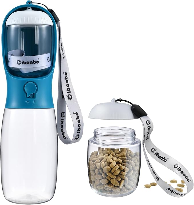 Cibaabo Dog Water Bottle with Food Container, Travel Puppy Water Bowl, Portable by Cibaabo
