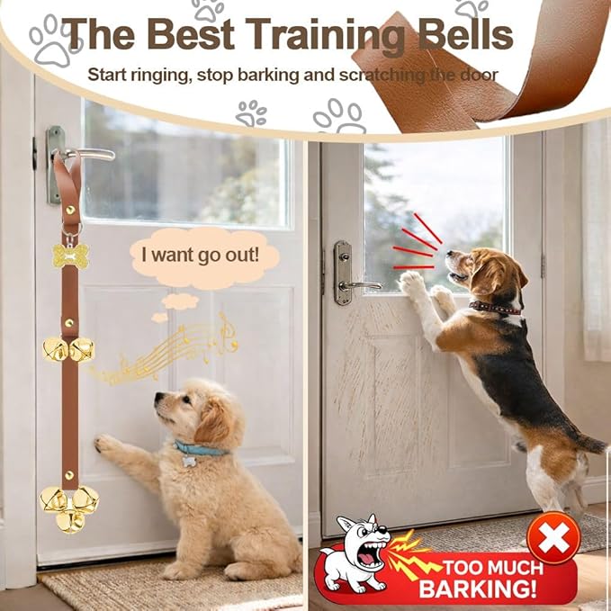 Leather Dog Doorbell, 2 Pack Dog Bells Puppy Training Bell - Image 4