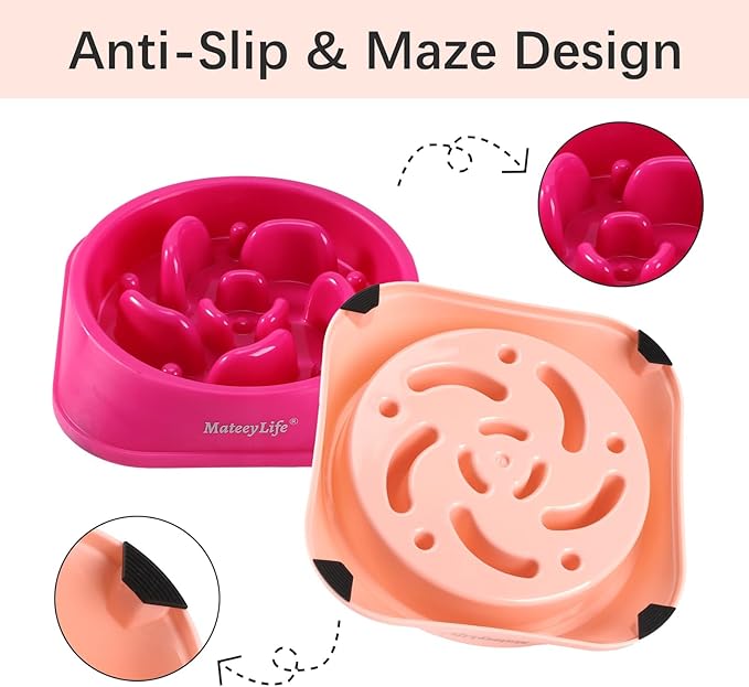 MateeyLife Slow Feeder Dog Bowls 2PCS, Anti-Choking Puzzle Dog Food Bowls - Image 4
