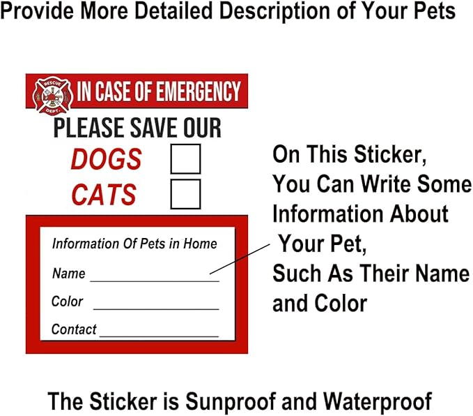 Emergency Pet Rescue Sticker – Fire Safety Window Decal - Image 5