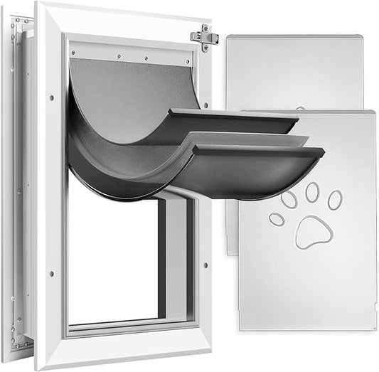 3-Flaps Heavy-Duty Dog Door, Rust Proof Aluminum Alloy Frame, Extreme Weather by PetoasisFlagship