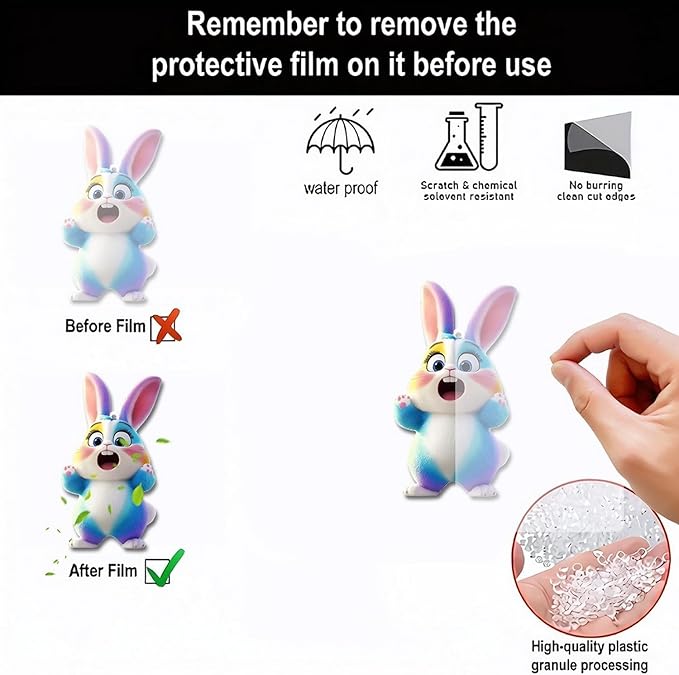 5 Pcs Bunny Easter Ornament 2D Flat Acrylic Rabbit Pendant Hanging Decor - Image 7