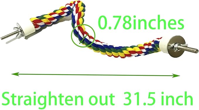 31.5-Inch × 0.8-Inch Diameter Nipple Style Bird Rope Perch, Bird cage - Image 9
