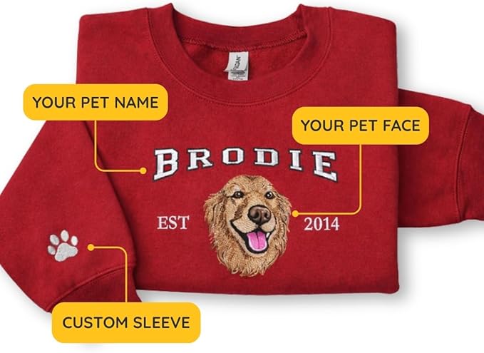 Custom Embroidered Sweatshirt Dog From Real Photo - Image 4