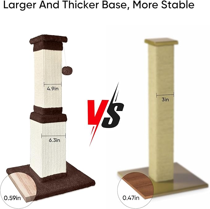 32 Tall Cat Scratching Post for Large Cats, Cat Scratcher for Indoor Cats Adults - Image 5