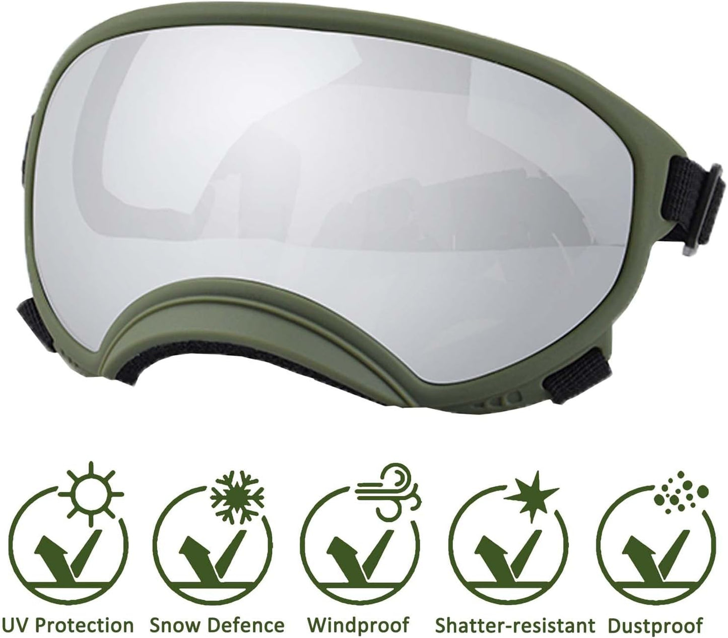 Medium Dog Sunglasses with Adjustable Strap UV Protection, Winproof Dog Puppy Sunglasses, Suitable for Medium Dog Pet Glasses, Dogs Eyes Protection,Soft Dog Goggles