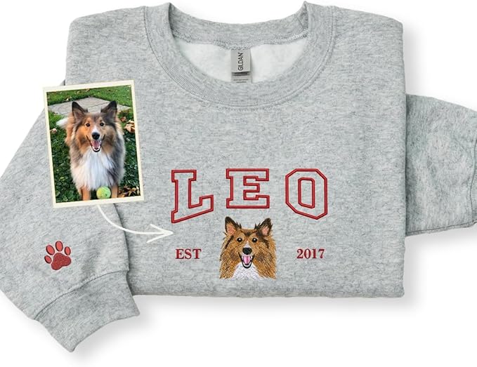 Custom Embroidered Sweatshirt Dog From Real Photo by EMBROLY