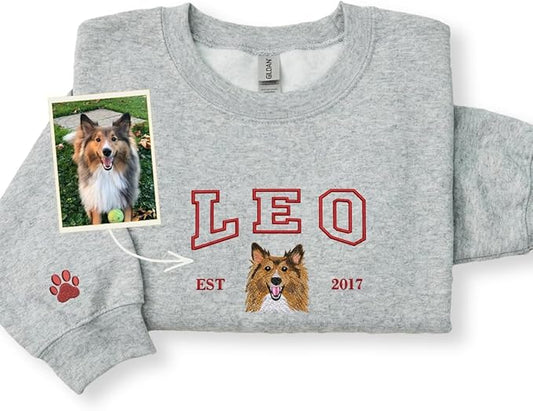 Custom Embroidered Sweatshirt Dog From Real Photo by EMBROLY