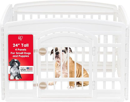 IRIS USA Dog Playpen with Door, 24” 4 Panel Pet Exercise Pen – Indoor Outdoor by IRISUSA