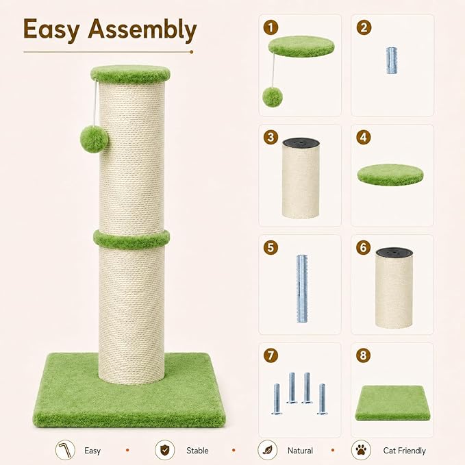 PAWSCRAT Cat Scratching Post 32 Inch High, 5.5 Inch Large Diameter Natural - Image 7
