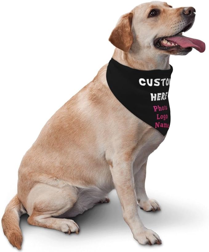 Personalized Dog Bandanas Custom Pet Scarf Add Your Own Logo Photo Text - Image 2