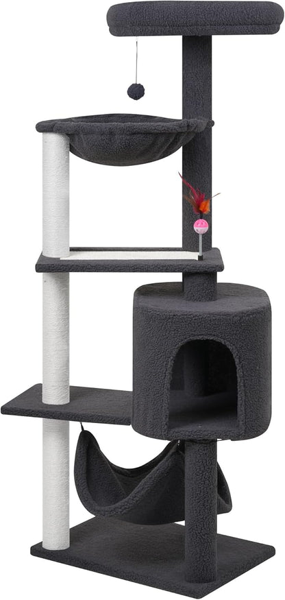 YUNIQUE Cat Tree with Cat Condo Scratch Posts Scratch Tablet and Big Hammock - Image 2