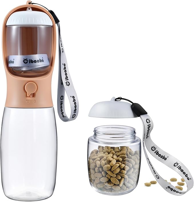 Cibaabo Dog Water Bottle with Food Container, Travel Puppy Water Bowl, Portable by Cibaabo