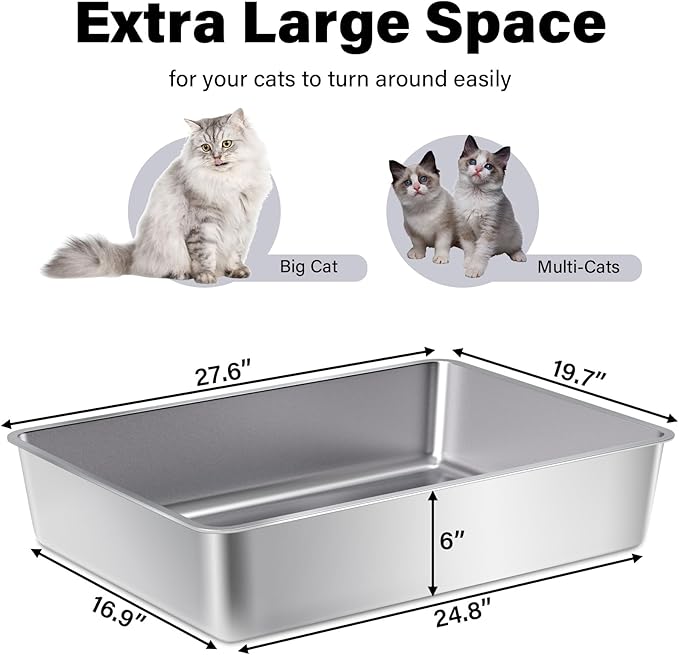 Stainless Steel Litter Box, Extra Large Metal Litterbox - Image 2