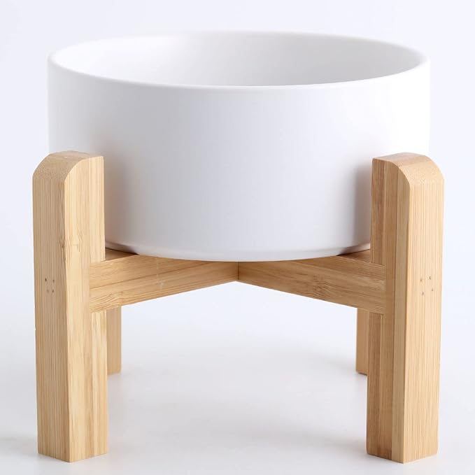 Petygooing White Elevated/Raised Ceramic Dog Bowl by PetygooingforYOURLOVEDPET