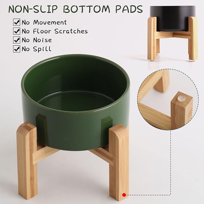 Petygooing Rust Green Elevated/Raised Ceramic Dog Bowl - Image 4