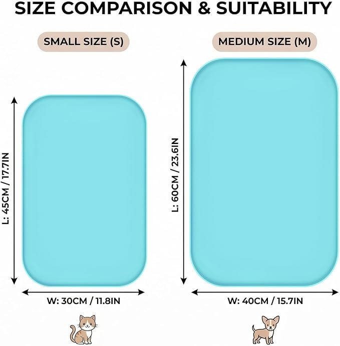 Waterproof Silicone Pet Feeding Mat Blue - Image 2